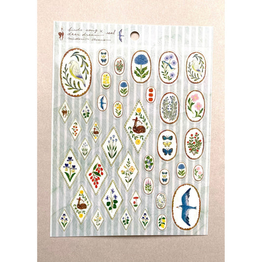 Cozyca Products x Midori Asano Transparent Stickers - Birds Song x Deer Dream