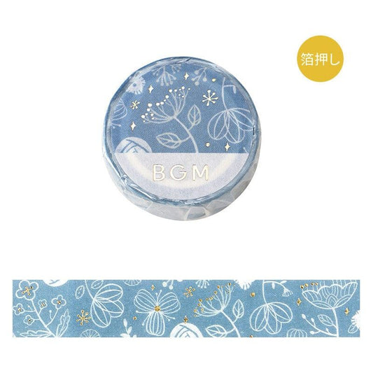 BGM Flower & Grass Handkerchief Collection Masking Tape - Light Blue Flower