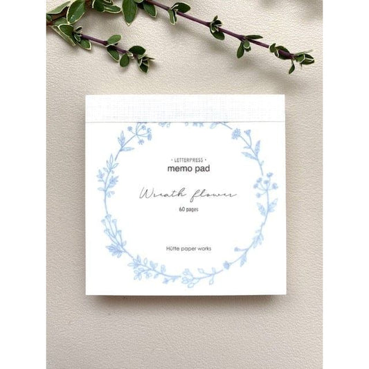 Hutte Paper Works Letterpress Memo Pad - Blue Flowers