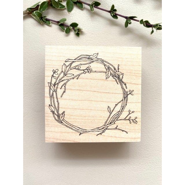 Hutte Paper Works Rubber Stamp – Allspice Wreath (large)