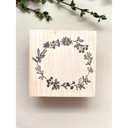 Hutte Paper Works Rubber Stamp – Flower Wreath (large)