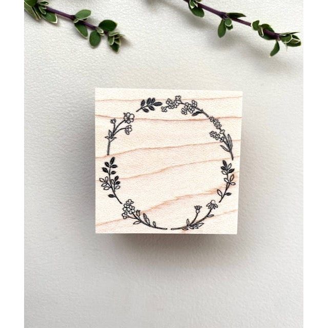 Hutte Paper Works Rubber Stamp – Flower Wreath (small)