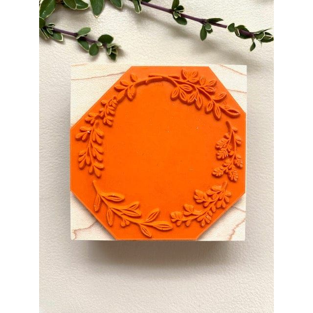 Hutte Paper Works Rubber Stamp – Leaf Wreath (large)