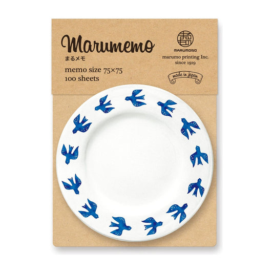 Marumemo Scandinavian Dish Collection Memo Pad - Bird