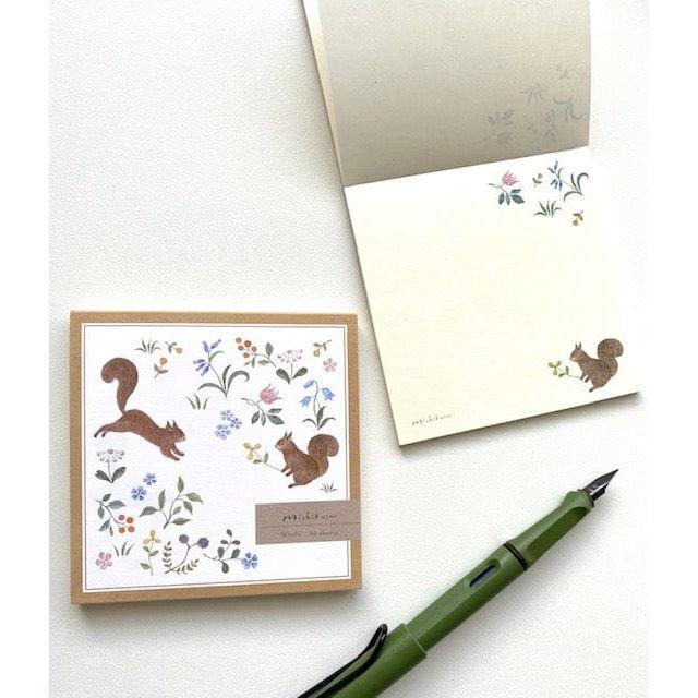 NB Co. Nuku Michikusa Series Memo Pad - Squirrel and Flower