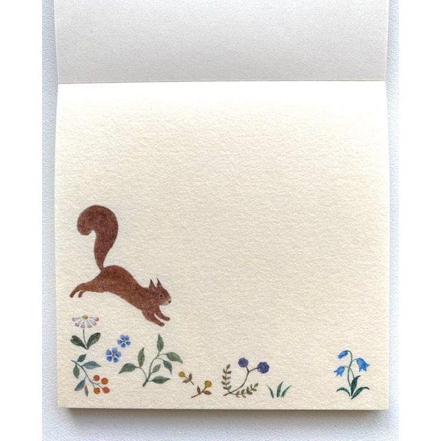 NB Co. Nuku Michikusa Series Memo Pad - Squirrel and Flower