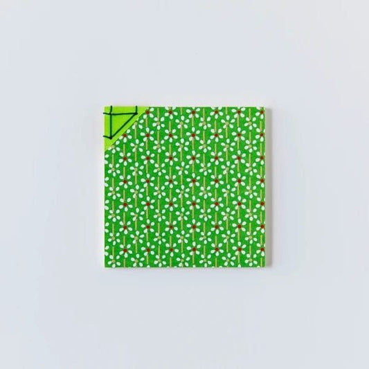 Shogado Kadotoji Notebook (Small) – Floral Stripe / Green